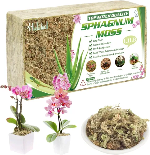 Halatool Musgo de Esfagno de 1.1 Libras para Orquídeas, Plantas, Suculentas, Carnívoras, 25 Cuartos de Galón de Musgo de Esfagno Seco Natural de