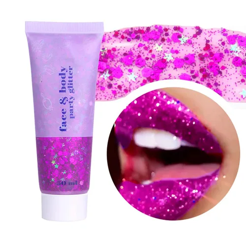 Miniatura 22 de DAGEDA Gel de purpurina corporal, lentejuelas de gel corporal con purpurina para la cara, sombra de ojos líquida, purpurina gruesa para cara, Sirena