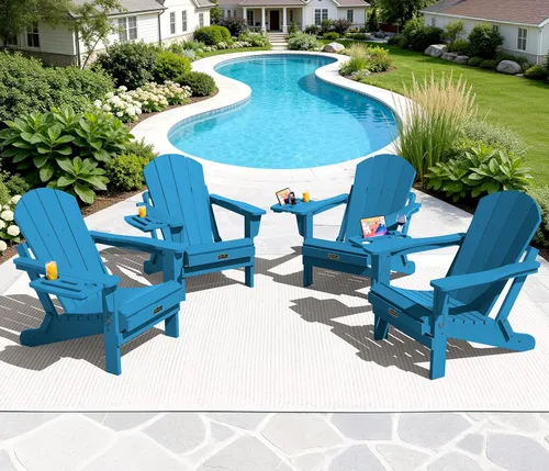 Miniatura 64 de SERWALL - Silla plegable Adirondack para patio, jardín, exterior, resistente a la intemperie, sillas para hoguera, color naranja