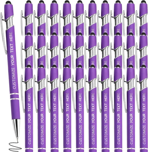 Miniatura 25 de Bolígrafos personalizados con lápiz óptico y grabado gratis, bolígrafos personalizados para negocios, graduación, aniversarios (hasta 500 unidades)