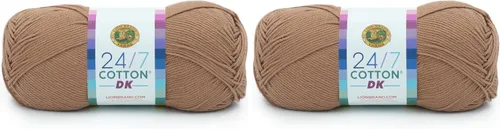 Miniatura 50 de Lion Brand Yarn Estampados DK de algodón 24/7, hilo para tejer, ganchillo y manualidades, azul, paquete de 1 Cotton Yarn for Knitting, Crochet