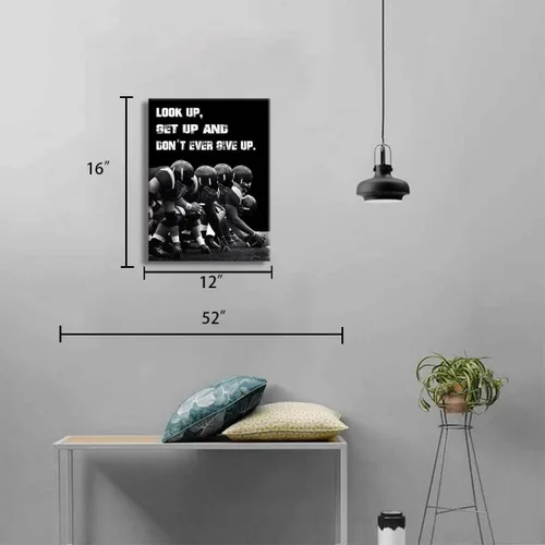Miniatura 2 de Arte inspirador de pared con texto en inglés «Look Up and Dont Ever Give Up», decoración de fútbol para habitación de niños, fotos de afirmaciones