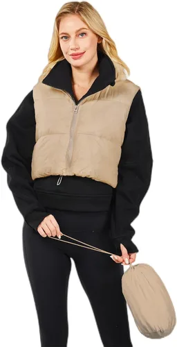 Miniatura 4 de Chaleco corto acolchado para invierno para mujer, ligero, sin mangas, chaleco acolchado para exteriores