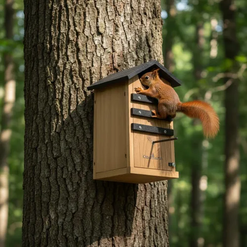 Miniatura 6 de Caja de casa de búho de cedro, refugio de anidación de ardillas, gran casa de pájaros de cedro para exteriores, casa de pájaros grande rústica, nido