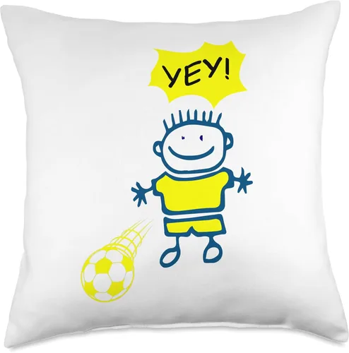 Miniatura 4 de Niño juega fútbol con pelota, Yey! Throw Pillow