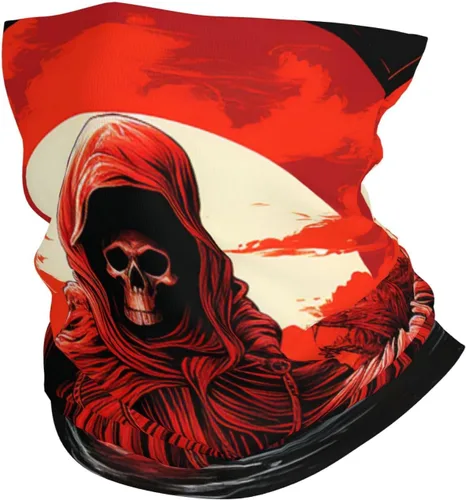 HERRECX grim reaper angel skull demon skeleton red Neck Gaiter Face Cover Scarf Balaclava Bandana for Women Men Gaiter Mask for Motorcycle Cycling