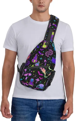 Miniatura 7 de KMIVQGE Mochila cruzada con diseño de calavera de azúcar para viajes, senderismo, pecho, bolsa de hombro para hombres y mujeres, ciclismo, caminar