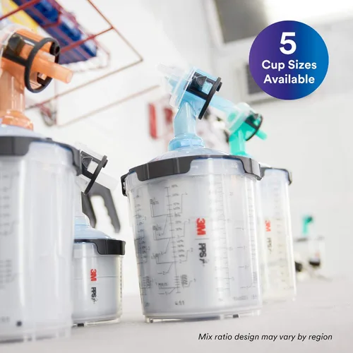 Miniatura 7 de 3M PPS 2.0 Kit de taza, tapas y forros para pistola pulverizadora, 26328, micro, 3 onzas, filtro de 125 micrones, uso para automóviles, muebles
