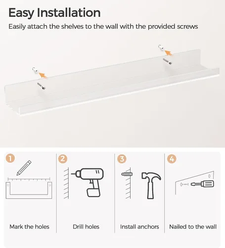 Miniatura 4 de HBlife Estantes flotantes de 36 pulgadas para montar en la pared, estantes de acrílico transparente para figuras, 16 pulgadas de espacio entre