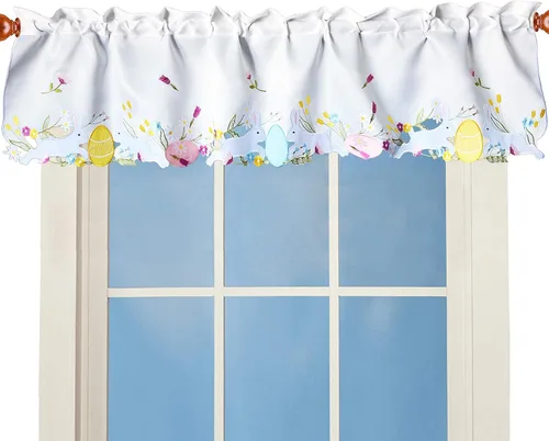 Miniatura 21 de Cenefa de Cortina Bordada con Trébol Irlandés A 58 × L 14 Pulgadas, Decoraciones de Ventana de Cocina para el Día de San Patricio o Primavera