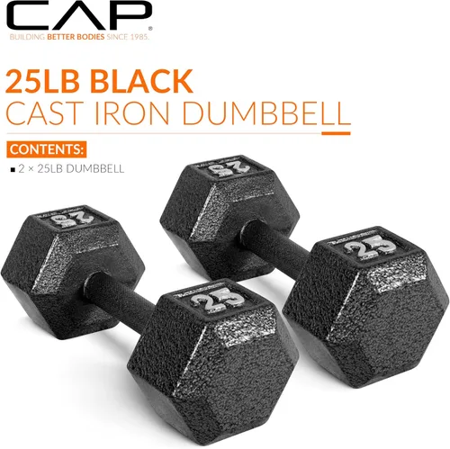 Miniatura 2 de CAP Barbell Mancuerna hexagonal de hierro fundido Múltiples opciones