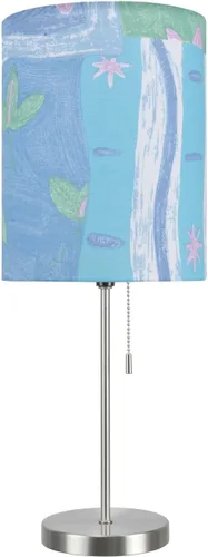 Miniatura 7 de Aspen Creative 40083-4 Juego de 1 lámpara de mesa con candelabro, diseño contemporáneo en níquel satinado, 8.0 x 8.0 x 19.5 pulgadas, azul, Amarillo