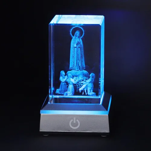 Miniatura 10 de KOMI Estatua de la Virgen María de cristal 3D con base de luz LED, estatuas de madre María grabadas con láser, regalos religiosos para mujeres