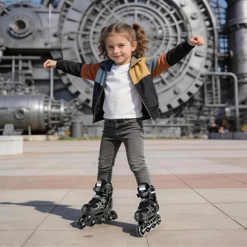 Miniatura 6 de 2PM SPORTS Patines en línea para niños y niñas, niños de 5 a 8 a 12 años, 4 a 6, 6 a 12 años, con ruedas iluminadas, cuchillas ajustables para Negro