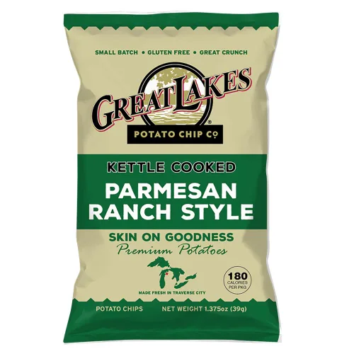 Miniatura 4 de Great Lakes Potato Chip Co. Parmesan Ranch Kettle - Papas fritas cocidas, caja individual de tamaño aperitivo (paquete de 40, bolsas de 1.375 onzas)