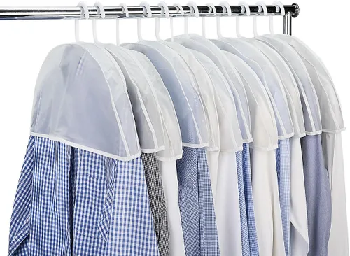 Lillian Vernon Abrigo de vinilo esmerilado, camisa de traje y fundas de hombro para vestido, protección de armario, 22 x 8 pulgadas (juego de 12)