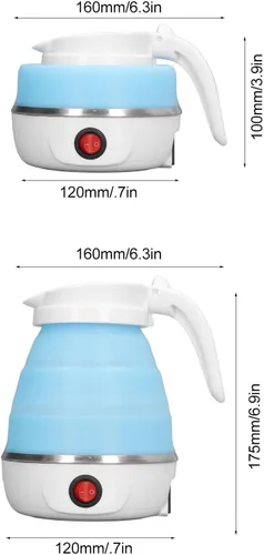Miniatura 2 de Haofy Hervidor eléctrico plegable, 0.6L 400W US Plug 110V Slim Diseño plegable para viajes Hervidor de agua caliente portátil, Azul