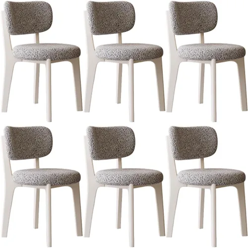 Miniatura 51 de YVYKFZD Solid Wood Dining Chairs, Fabric Dining Room Chair Set of 2/4/6, Upholstered Kitchen Chairs with Curved Backrest, Armless Living Room Chair