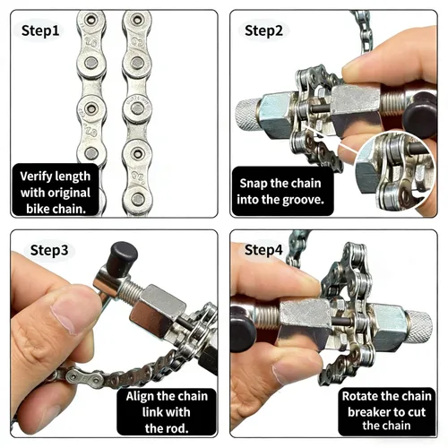 Miniatura 7 de Cadena de bicicleta de 6/7/8 velocidades 126 eslabones, kit de reemplazo de cadena de bicicleta con herramienta de cadena de bicicleta para motor