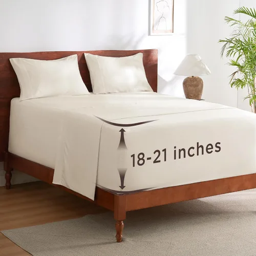 Miniatura 23 de Bedsure Juego de Sábanas King de Bolsillo Profundo - Se Adapta a Colchones de Hasta 21 Pulgadas de Grosor - 4 Piezas Sábanas de Cama GentleSoft