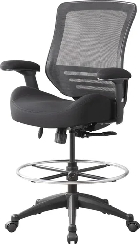 Miniatura 7 de Silla de redacción de malla para computadora, taburete de escritorio de pie con almohada de apoyo lumbar, reposabrazos ajustable en altura y anillo