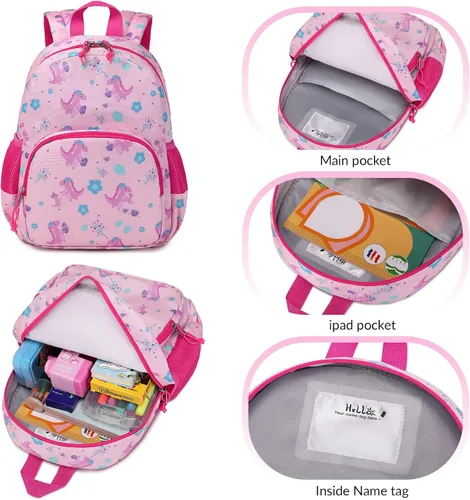 Miniatura 6 de Ryushoyo Mochila infantil para niños y niñas, mochila para niños y niñas, para jardín de infantes, 2 tamaños con correa para el pecho, Dinosaurio