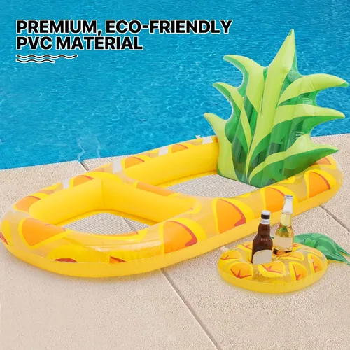 Miniatura 9 de MoNiBloom Flotadores inflables 2 en 1 para piscina para adultos, flotadores gigantes de piscina con portavasos desmontable, tumbona de agua