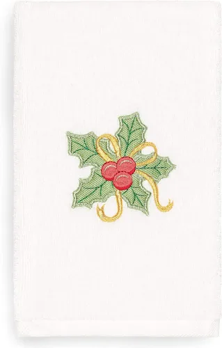 Miniatura 9 de Toalla de mano bordada de lujo 100% algodón turco, racimo de acebo de Navidad