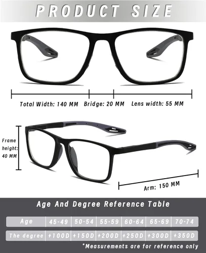Miniatura 4 de Hubeye TR90 Gafas de lectura deportivas para hombres y mujeres, ultraligeras, flexibles, anti-luz azul (+1.25)