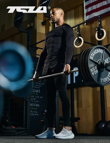 Miniatura 3 de TSLA - Paquete de 1 o 3 camisetas de compresión para hombre de manga larga con SPF 50+, camiseta de entrenamiento, deportiva, de protección