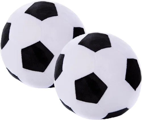 zhidiloveyou 2 piezas de 9 pulgadas de felpa de fútbol de peluche de fútbol almohada de juguete de fútbol regalo de fútbol para niños, negro-blanco
