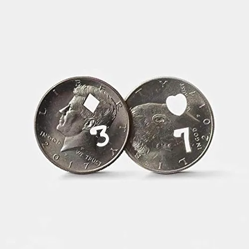 Miniatura 3 de blue-ther 7 de corazones, medio dólar para monedas, trucos de magia, juego de cartas de mago, accesorios de primer plano, accesorios de primer