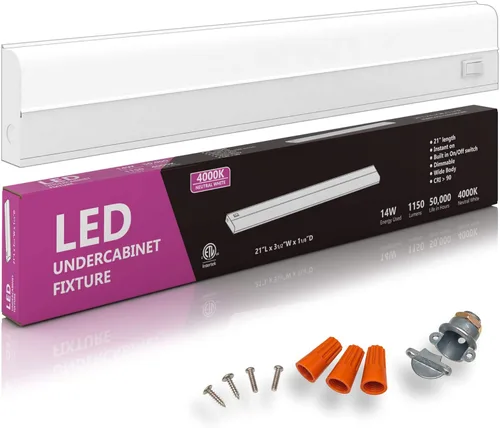Miniatura 9 de Barra de luz LED para tareas bajo alacena, de 16 W y 24 pulgadas, regulable, CRI>90, 5000 K (luz de día), cuerpo ancho, base de metal de larga 5000K