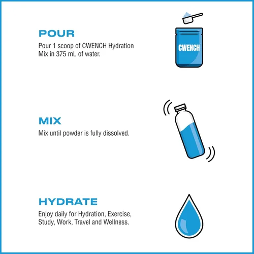 Miniatura 4 de CWENCH HYDRATION Mezcla de electrolitos de frambuesa azul, 11 onzas, polvo de electrolitos sin azúcar con sal marina celta, vitaminas B y BCAA