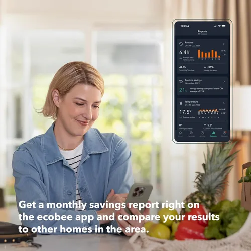 Miniatura 9 de ecobee Termostato inteligente mejorado, termostato Wifi programable, funciona con Siri, Alexa, Google Assistant, certificado Energy Star, hogar