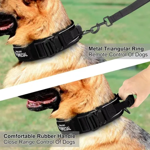 Miniatura 4 de Beirui Collar táctico de perro de 2.5 pulgadas con asa, resistente 2.6 in de ancho, collar táctico para perro con hebilla de metal fuerte, collar