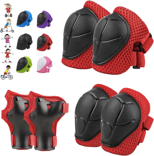 Miniatura 10 de WayEee Juego de 6 piezas de equipo de protección para niños, rodilleras para niños de 3 a 14 años, rodilleras y coderas para niños pequeños, juego