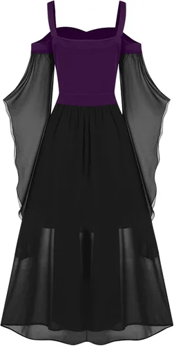 Miniatura 4 de Disfraz renacentista para mujer, vestido de fiesta de cosplay, vestido de Halloween, hombros descubiertos, vestido de manga de mariposa