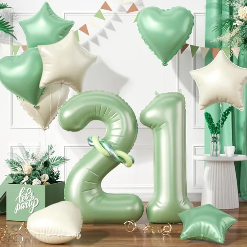 Miniatura 29 de Globos dorados de color champán con el número 11, globos de oro claro, globo de aluminio dorado con forma de corazón con estrella y globo largo
