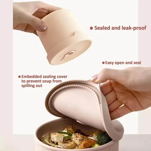 Miniatura 6 de Paquete de 4 recipientes de silicona de almacenamiento de alimentos de 8.5 onzas con tapas, 1 taza de recipientes reutilizables para refrigerios