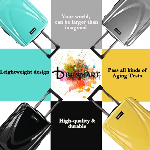 Miniatura 3 de BE SMART Equipaje de 20 pulgadas (para embarque) con rueda silenciosa giratoria, estuche de transporte integrado de PC+ABS y TSA, maleta pequeña