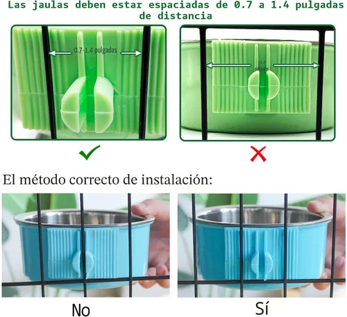 Miniatura 6 de kathson Jaula para perro, extraíble de acero inoxidable para colgar, jaula para mascotas, alimentador de alimentos y agua, taza para cachorros