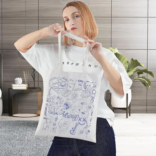 Miniatura 3 de BWWKTOP Bolsa de lona para cantante, hip hop, fanáticos del cantante, regalos Stay Away Always Tired Shoulder Bag Song Lyrics Merchandise