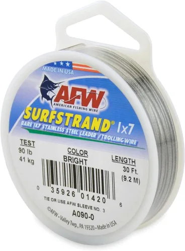 Miniatura 59 de Surfstrand Bare 1x7 Cable Líder de Acero Inoxidable - Línea Líder de Pesca para Agua Salada, 20lb Test - 325lb Test en Brillante, Camuflaje