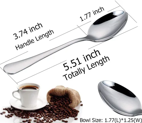 Miniatura 2 de DJ-WARE 6 cucharas de té pequeñas de 5.5 pulgadas, cucharaditas de mango corto para té dulce de 8 a 12 onzas y café con leche caliente, utensilios