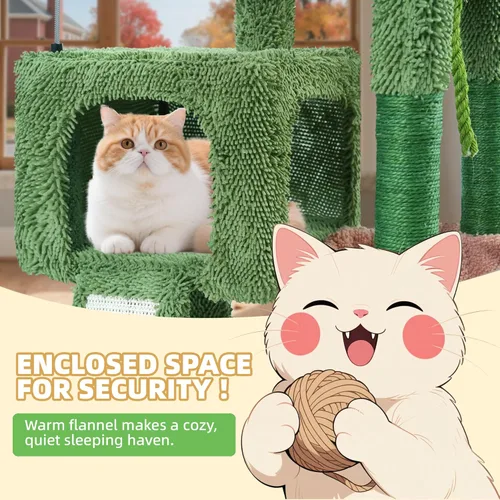 Miniatura 3 de TWDEPART Torre de árbol para gatos todo en uno de 37.5 pulgadas con tabla de rascar y postes, acogedora hamaca para dormir y pelotas de juguete