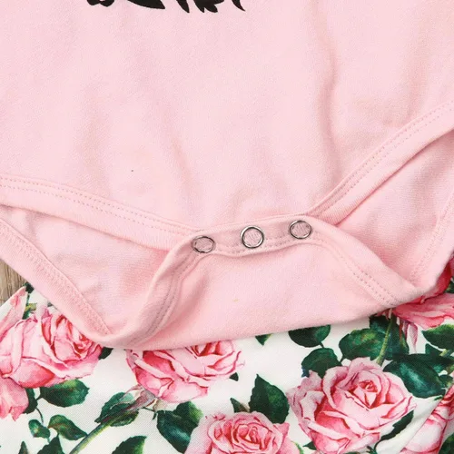 Miniatura 5 de Conjunto de 2 conjuntos de 2 piezas con estampado de letra y manga purfle para bebés y niñas