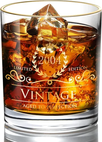 Miniatura 38 de Regalos de cumpleaños 45 para hombre/padre/hijo de 1980, vasos clásicos para whisky hechos a mano con oro de 24 quilates, estilo antiguo, no se