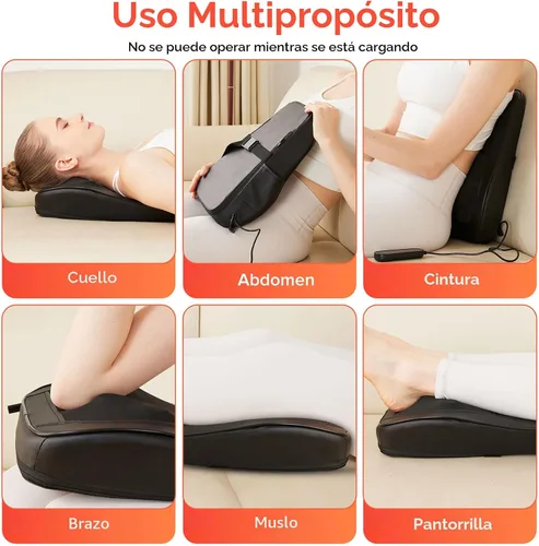 Miniatura 6 de AERLANG Masajeador inalámbrico de cuello y espalda con calor, almohada de amasamiento Shiatsu 3D, 4 nodos de masaje y masaje bidireccional de tejido
