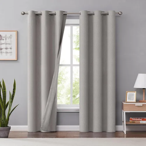 Miniatura 23 de Melodieux Cortinas 100% opacas para dormitorio, aislamiento térmico, reducción de ruido, cortinas de ventana de lino con ojales para sala de estar